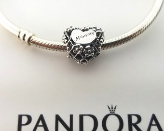 Blumen Herz Mommy Charm Anhänger für Pandora Armband