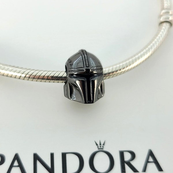 Ruthenium-plated Star Wars The Mandalorian Helmet Charm for Pandora Bracelet