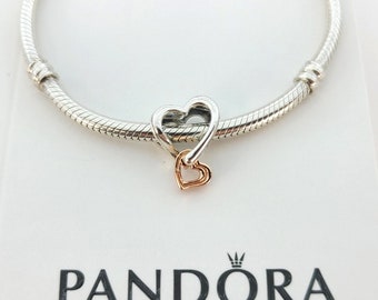 Rosévergoldeter zweifarbiger, durchbrochener Unendlichkeitsherz-Charm für Pandora-Armband