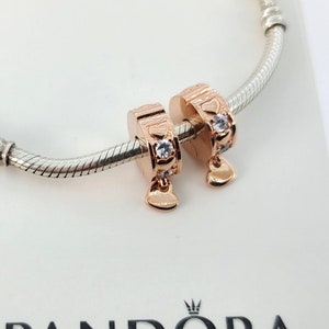 Rose Gold überzogene unendliche Herzen funkelnde Clip Anhänger für Pandora Armband x2 Stk Bild 3
