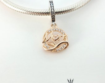 Charm colgante de mamá chapado en oro rosa para pulsera Pandora