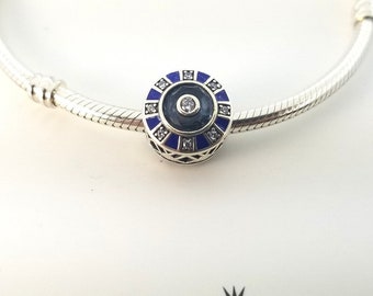 Sterling Silber Blau Mosaik Charm für Pandora Armband