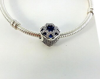Sterling Silber Glacial Beauty, blau Schweizer Charme für Pandora Armband