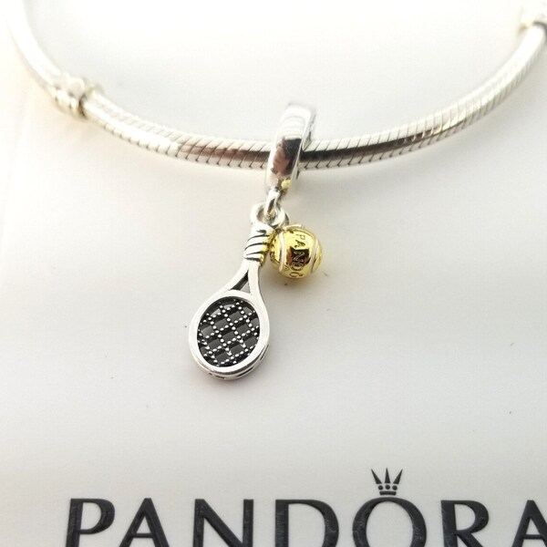 Tennis Racket & Ball Dangle Charm for Pandora Bracelet