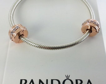 Rose Gold Plated Glänzender Weg Clip Charm für Pandora Armband x2 Stk