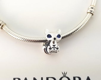 Ciondolo in argento sterling con volpe dagli occhi azzurri per bracciale Pandora