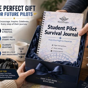 Diario de entrenamiento de vuelo / Nombre del piloto personalizado / Cuaderno de estudiante de piloto Regalo para examen práctico de vuelo Aviación