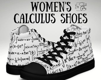 Math Shoes for Women - Geeky High Top Sneakers, Calculus & Algebra Lover's Perfect Gift
