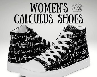 Damen-High-Top-Leinenschuhe mit handgeschriebenen Integralrechnungsregeln, perfekt für Mathematikliebhaber und Studenten