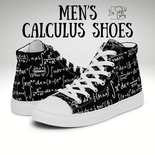 Math Lover Men's High Top Canvas Shoes - Unique Integral Design & Comfort Fit for Everyday Wear