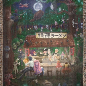 Spirit Ramen Shop  - Woven Art Blanket Tapestry Rug - Anime Art by JetFalco