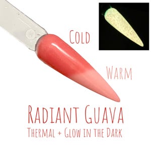 Radiant Guava glow in the dark thermal dip powder for nails, nail dip powder, dip powder, nail gift, dip nails, nails, dip nail powder