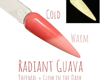 Radiant Guava glow in the dark thermal dip powder for nails, nail dip powder, dip powder, nail gift, dip nails, nails, dip nail powder