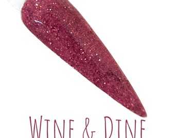 Wine & Dine dip powder for nails, nail dip powder, nail gift, dip nails, valentine dip powder, nail art, valentine nails, heart nail