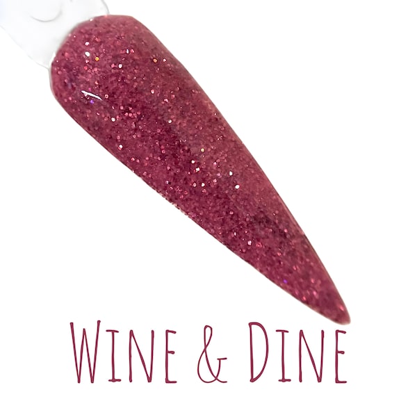 Wine & Dine dip powder for nails, nail dip powder, nail gift, dip nails, valentine dip powder, nail art, valentine nails, heart nail