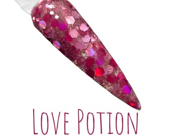 Love Potion dip powder for nails, nail dip powder, nail gift, dip nails, valentine dip powder, nail art, valentine nails, heart nail