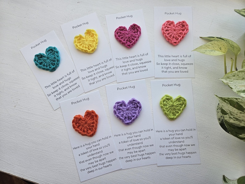Crocheted Pocket Hug Heart Token | Acrylic Yarn Encouragement Gift - Etsy
