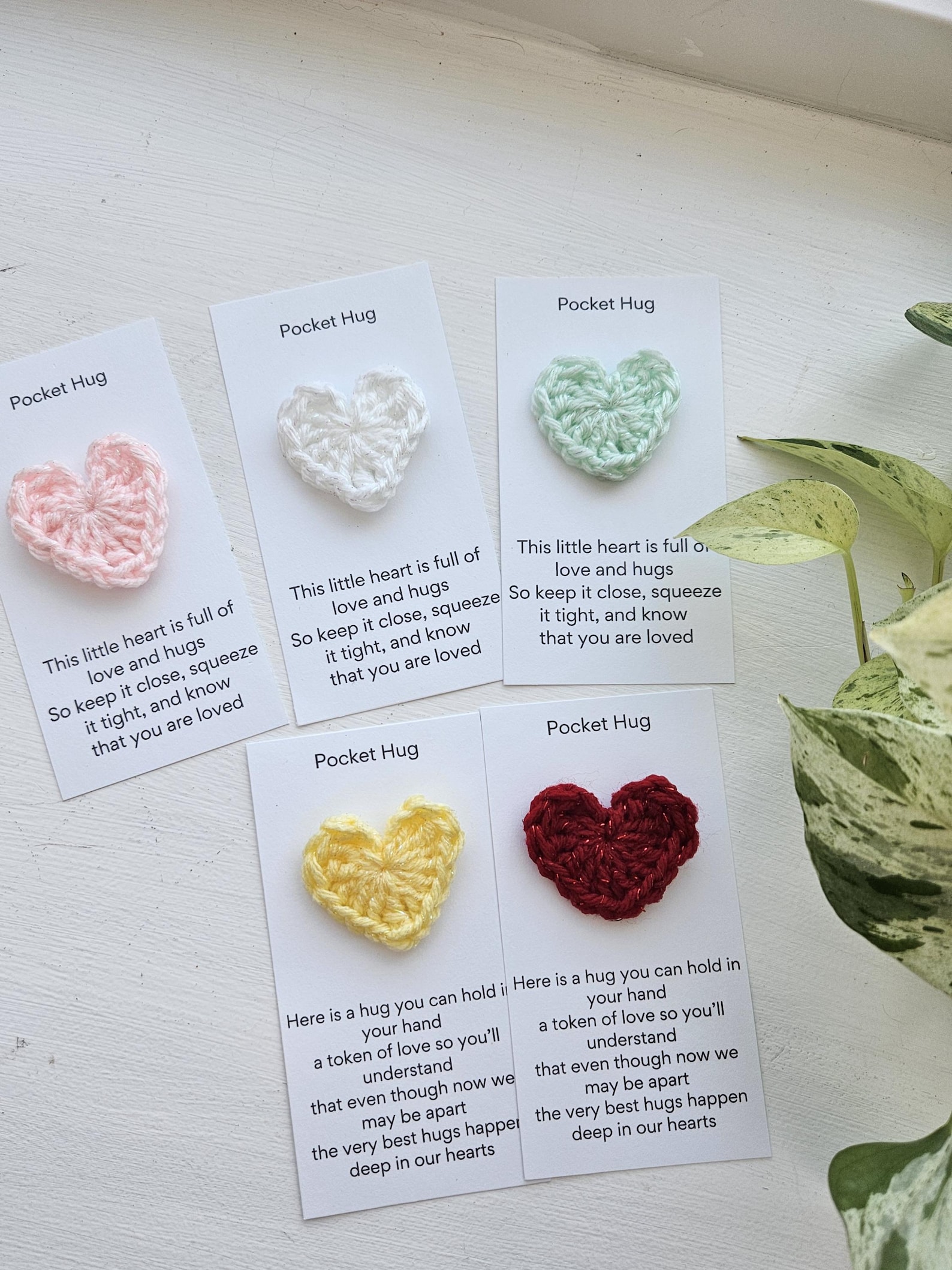 Crocheted Sparkle Heart Pocket Hug, Shimmery Yarn Keepsake, Thoughtful ...