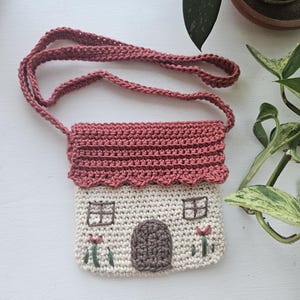 Porte-monnaie Cottage au crochet pour fille | Sac pour tout-petit pour fille l Sac bandoulière pour fille | Porte-monnaie petite fille | Sac à main bohème pour tout-petit | Sac au crochet Jardin des fées