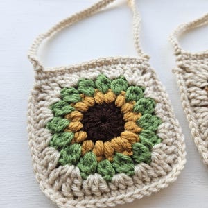 Porte-monnaie tournesol bohème pour tout-petits | Sac pour tout-petit pour fille l Sac bandoulière pour fille | Porte-monnaie petite fille | Sac à main bohème pour tout-petit | Sac de fleurs sauvages au crochet