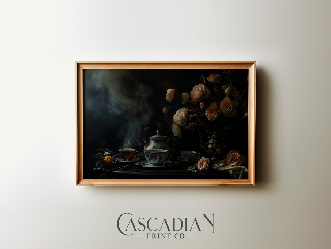 Vintage Moody Dark Flower Print, Dark Academia Botanical Wall Art ...