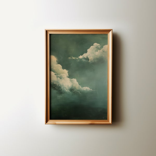 Cloud Painting Vintage Moody Clouds Wall Art Print, Cloudy Sky Art Minimalist Art | PRINTABLE Instant Download