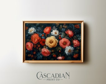 Floral Painting Still Life Flower Print Dark Moody | PRINTABLE Instant Download