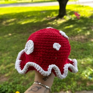 crocheted mushroom hat