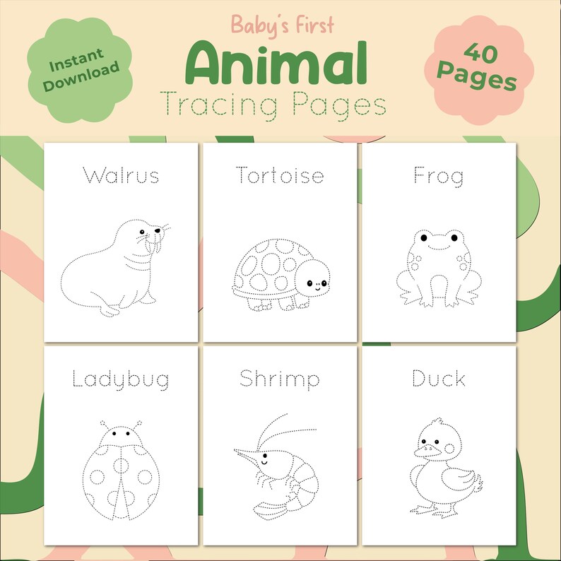 Printable Animal Tracing Pages for Kids, Connect the Line, Connect the