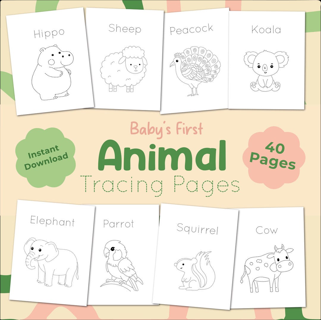 Printable Animal Tracing Pages for Kids, Connect the Line, Connect the