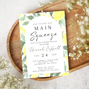 Main Squeeze Wedding Shower Invitation Template, She Found Her Main Squeeze Bridal Shower Invitation, Lemon Theme, Summer Bridal Shower