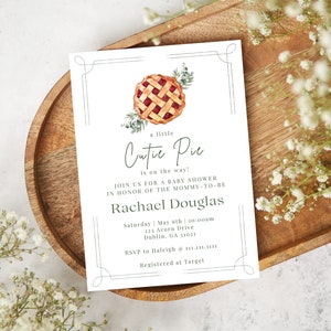 Sjabloon Cutie Pie-babyshower, Cutie Pie On The Way-uitnodiging babyshower