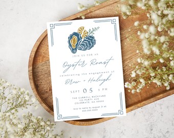 Oyster Roast Engagement Party, Couples Shower Invitation Template (Digital Download)