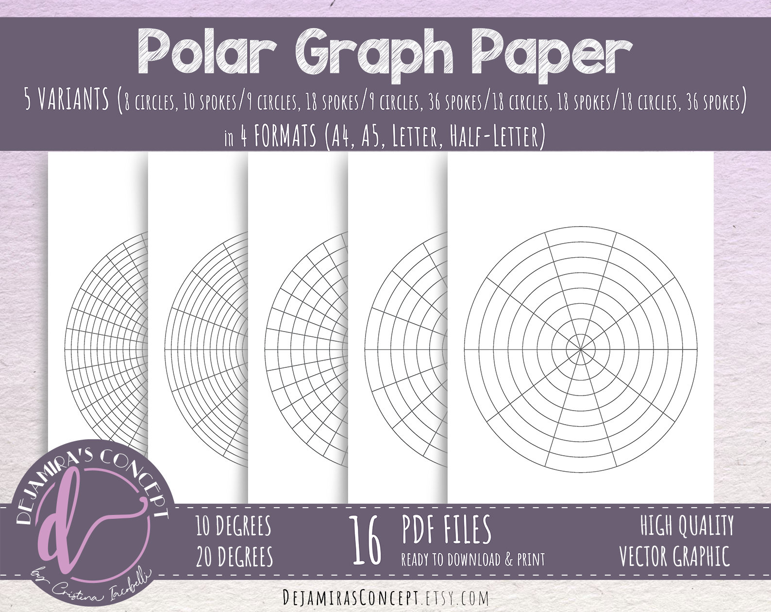Polar Graph Paper Printable Circular Graph Paper Circular Grid Paper