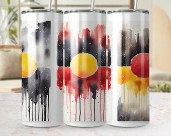 Adesivo per bicchiere termico con bandiera aborigena: design a sublimazione da 20 oz (download digitale PNG)