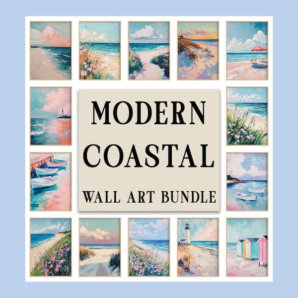 Coastal Wall Art Bundle: 50 Nautical Prints, Beach House Decor (Digital Download
