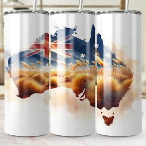 Aussie Flagge 20 oz Skinny Tumbler Wrap PNG, Sublimation digitaler Download, australisches Land Design, druckbares Bechergeschenk