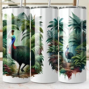 Cassowary Tumbler Wrap PNG: Australian Wildlife Sublimation Design (Digital Download