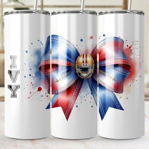Coquette Bow Football Tumbler Wrap: Personalisiertes Sublimationsdesign (Digitaler Download)