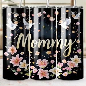 Envoltorio para vaso del Día de la Madre: Diseño de ángel floral (Descarga digital)