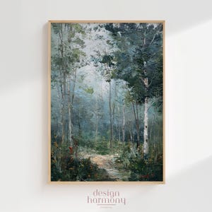 Vintage Forest Path Oil Painting Print: Farmhouse Wall Art (Digital Download