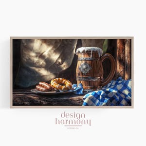 Oktoberfest Celebration Art , Beer Mug and Pretzel Decor, Sausage and Bavarian Decor, Beer Lover Gift, Digital Download