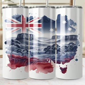 Australische Landschaft 20 oz Skinny Tumbler Wrap PNG, digitale Sublimation Download, druckbares australisches Design, Australien Geschenkidee