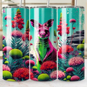 Australian Kangaroo Tumbler Wrap, Flora 20oz Skinny Tumbler Sublimation Design, PNG Digital Download,Trendy Australian Art Tumbler Design