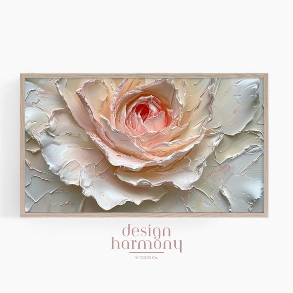 Samsung Frame Tv Art - 3d Rose Textured Painting, Acrylic Impasto Sculpture Painting, Rose Flower Art for Frame Tv, 3d Digital Painting 1098