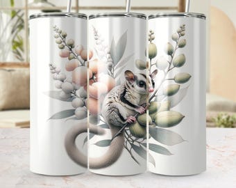 Sugar Glider Tumbler Wrap: Australian Flora Design (PNG Digital Download)