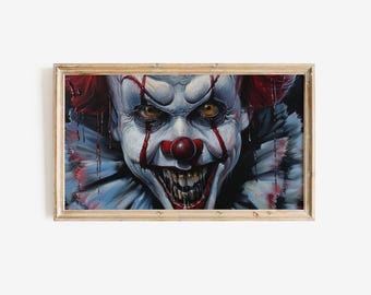 Creepy Clown Horror Art, Digital Painting for TV Display, Download for Samsung The Frame, Unique Halloween TV Art Decor