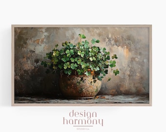 Irish Shamrock Festive Frame TV Art clovers digital download Irish-inspired holiday decor leprechaun pot clover artwork
