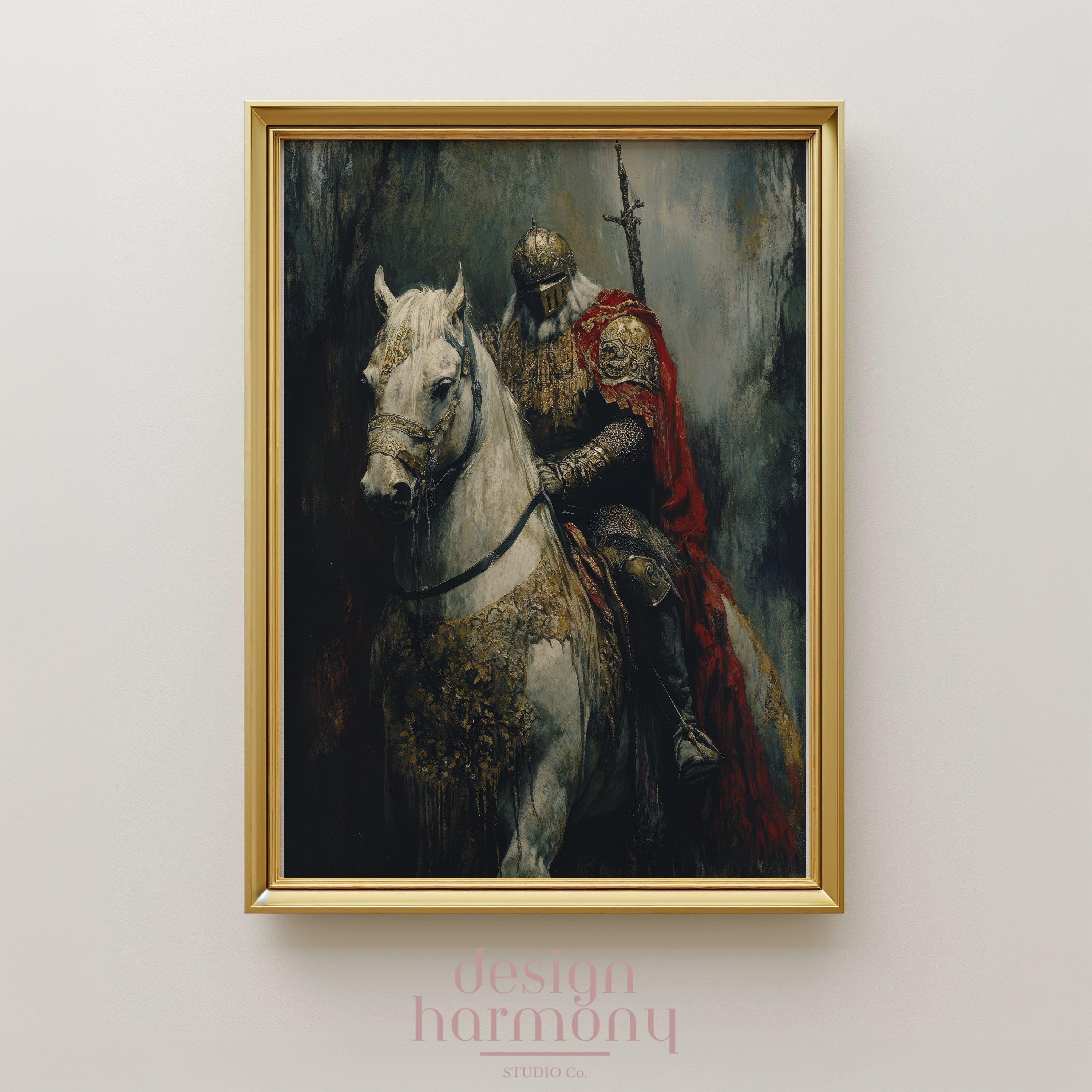 Knight on Horseback Art: Medieval Renaissance Illustration
