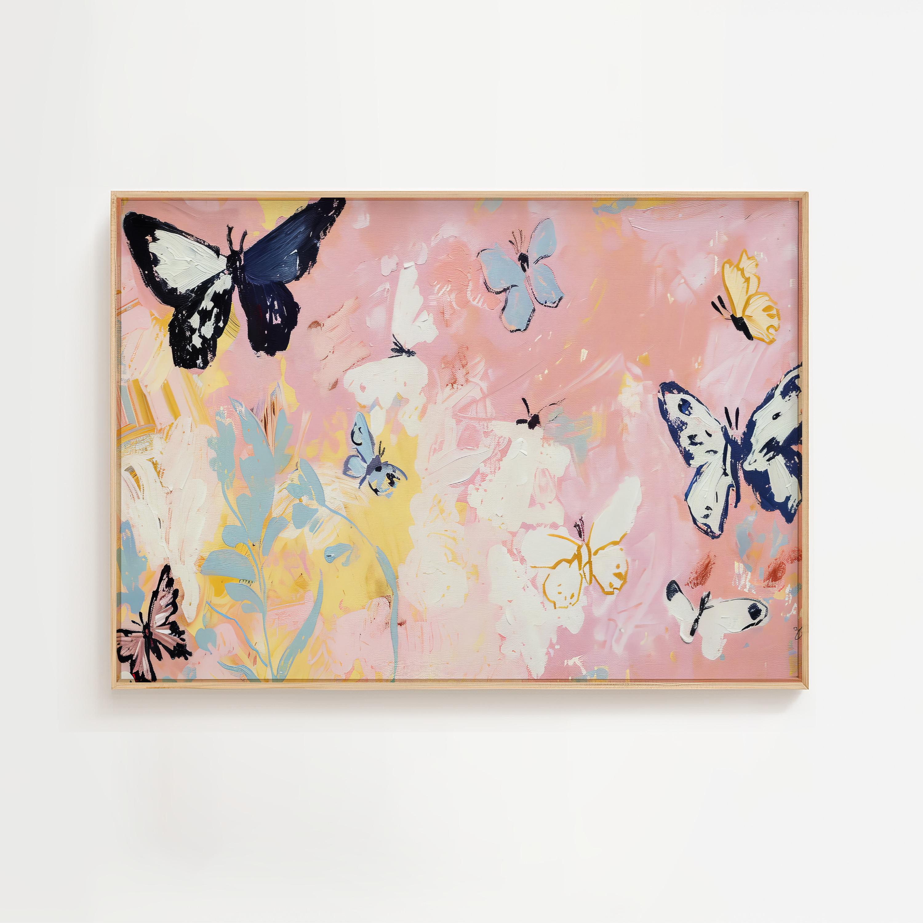 Butterfly Garden Digital Art Print, Modern Acrylic Style (instant ...